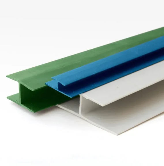 Green, Blue, and White H Shaped Channel Plastic Profiles for various applications - asmco